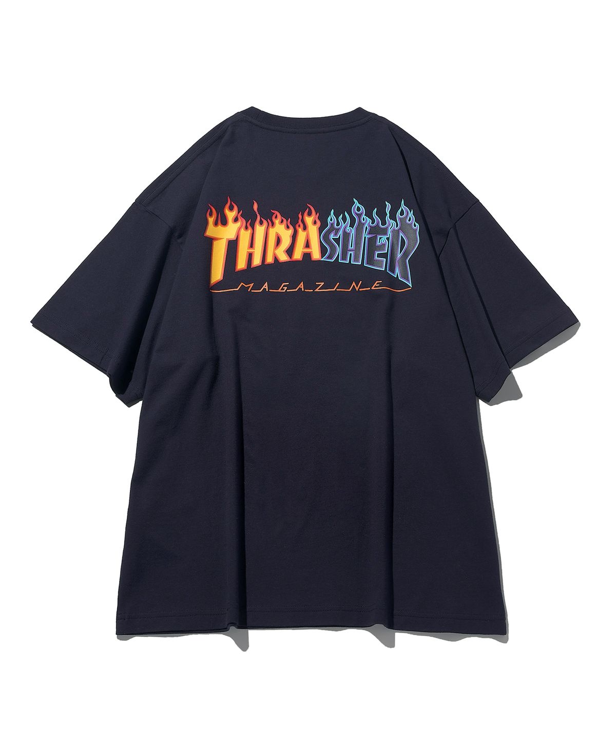트레셔(THRASHER) 투톤 플레임 반팔 티셔츠 네이비