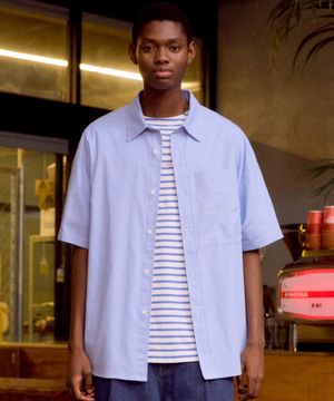 Embroidered Half Sleeve Oxford Shirt (SOFT BLUE)