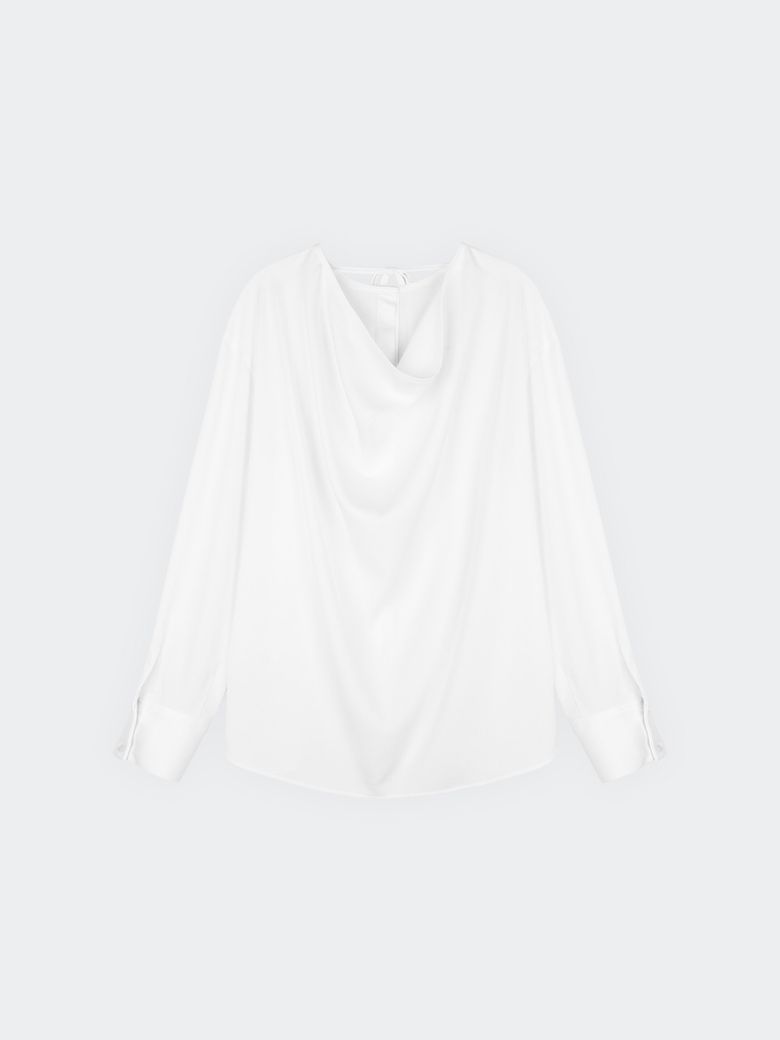 DRAPED OPEN BACK BLOUSE WHITE