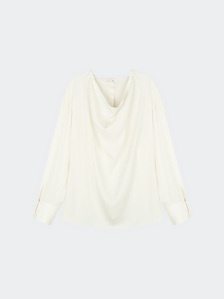 DRAPED OPEN BACK BLOUSE CREME