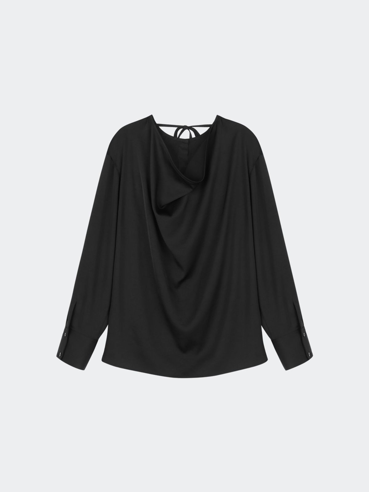 해브레스(HAVELESS) DRAPED OPEN BACK BLOUSE BLACK