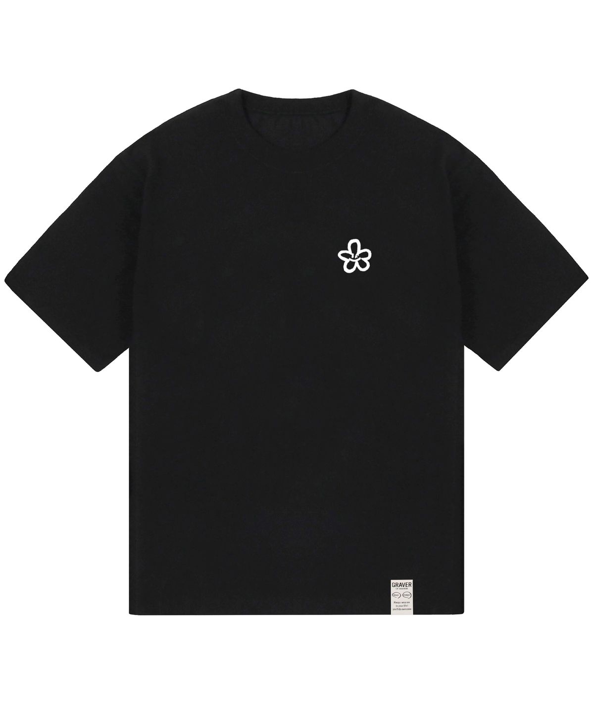그레이버(GRAVER) [UNISEX]스몰 스프레이 플라워스마일 반팔티_블랙