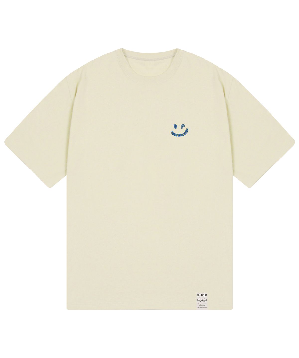 그레이버(GRAVER) [UNISEX]스몰 멀티플라워 드로잉스마일 반팔티_샌드베이지