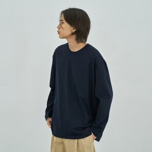 릴렉스드 코튼 라운드 롱슬리브 티셔츠 [NAVY]