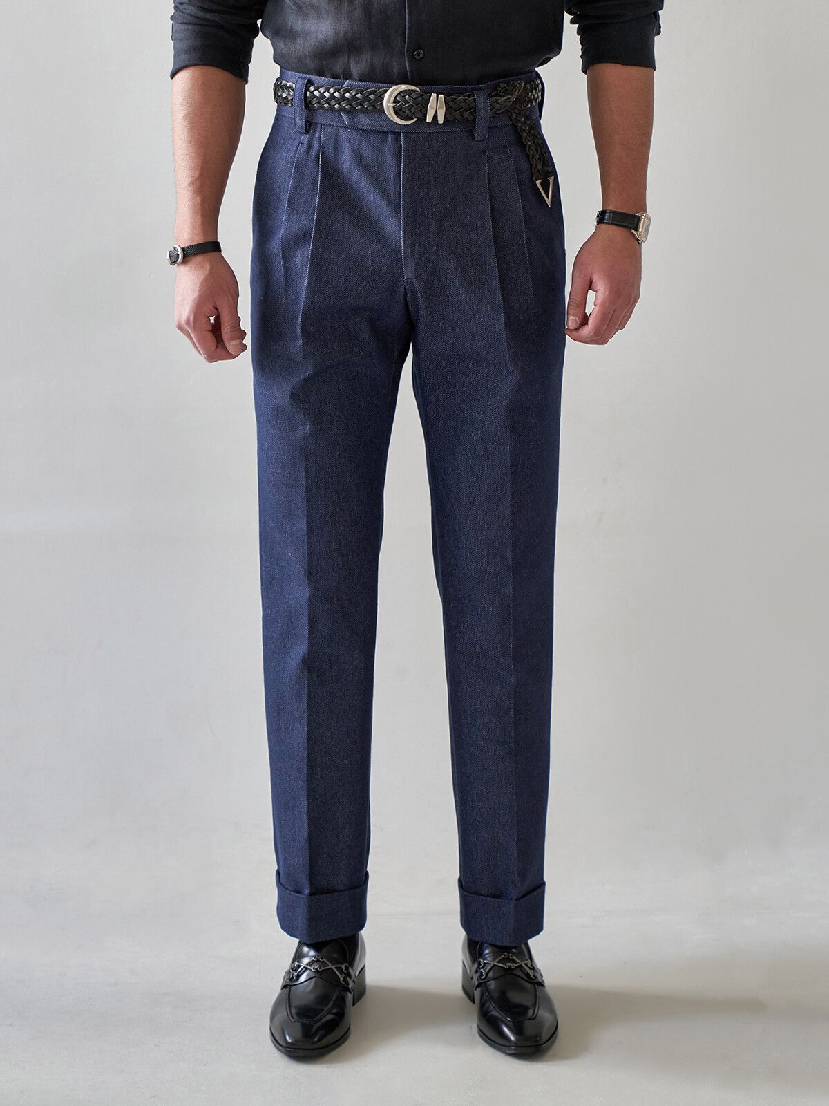 올클래식(ALLCLASSIC) Two Pleats Denim Pants Deep Blue / ALCPT003