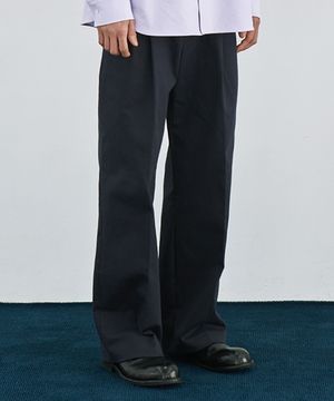 스트레이트 와이드 투턱 밴딩 치노팬츠 [NAVY]