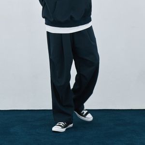 컴피 오버사이즈 턱 디테일 스웻 팬츠 [NAVY]