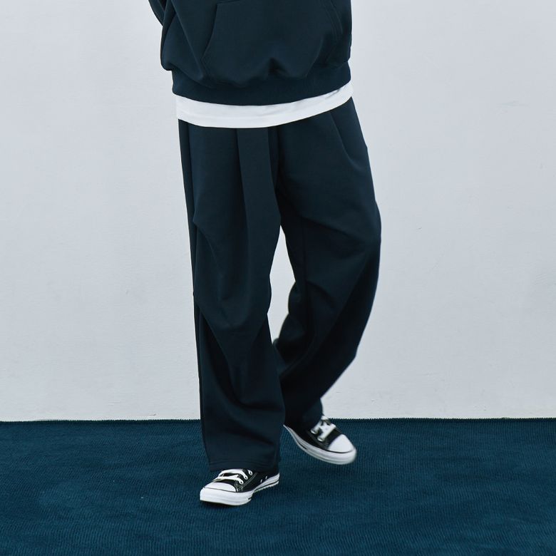 컴피 오버사이즈 턱 디테일 스웻 팬츠 [NAVY]