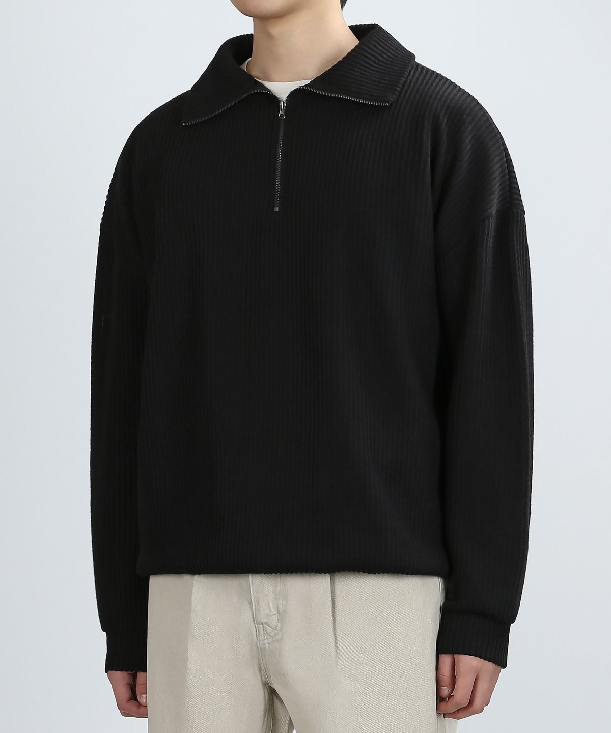 베리베인(VERYVAIN) RAVINE TEX ZIP-UP KNIT (BLACK)