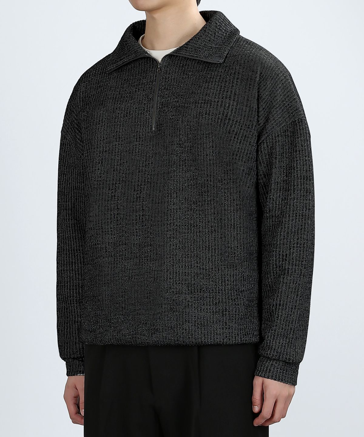 베리베인(VERYVAIN) RAVINE TEX ZIP-UP KNIT (DARK GRAY)