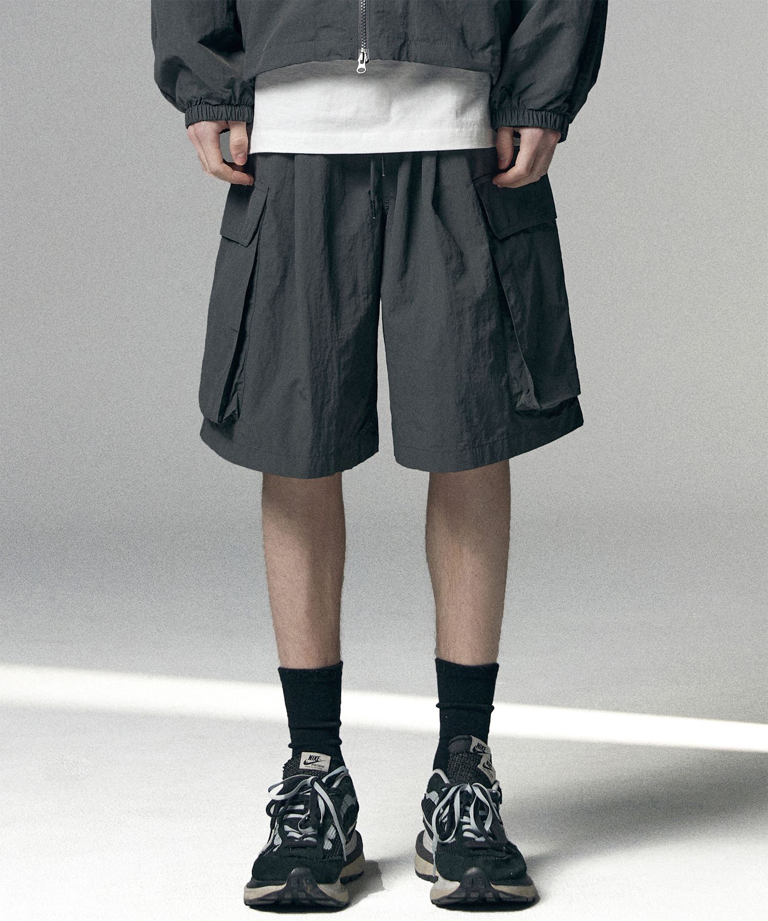 デニム・ジーパン NOT4NERD Nylon Big Pocket Wide Shorts Charcoal PT077CH MUSINSA | NOT4NERD Nylon Big Pocket Wide Shorts - Charcoal
