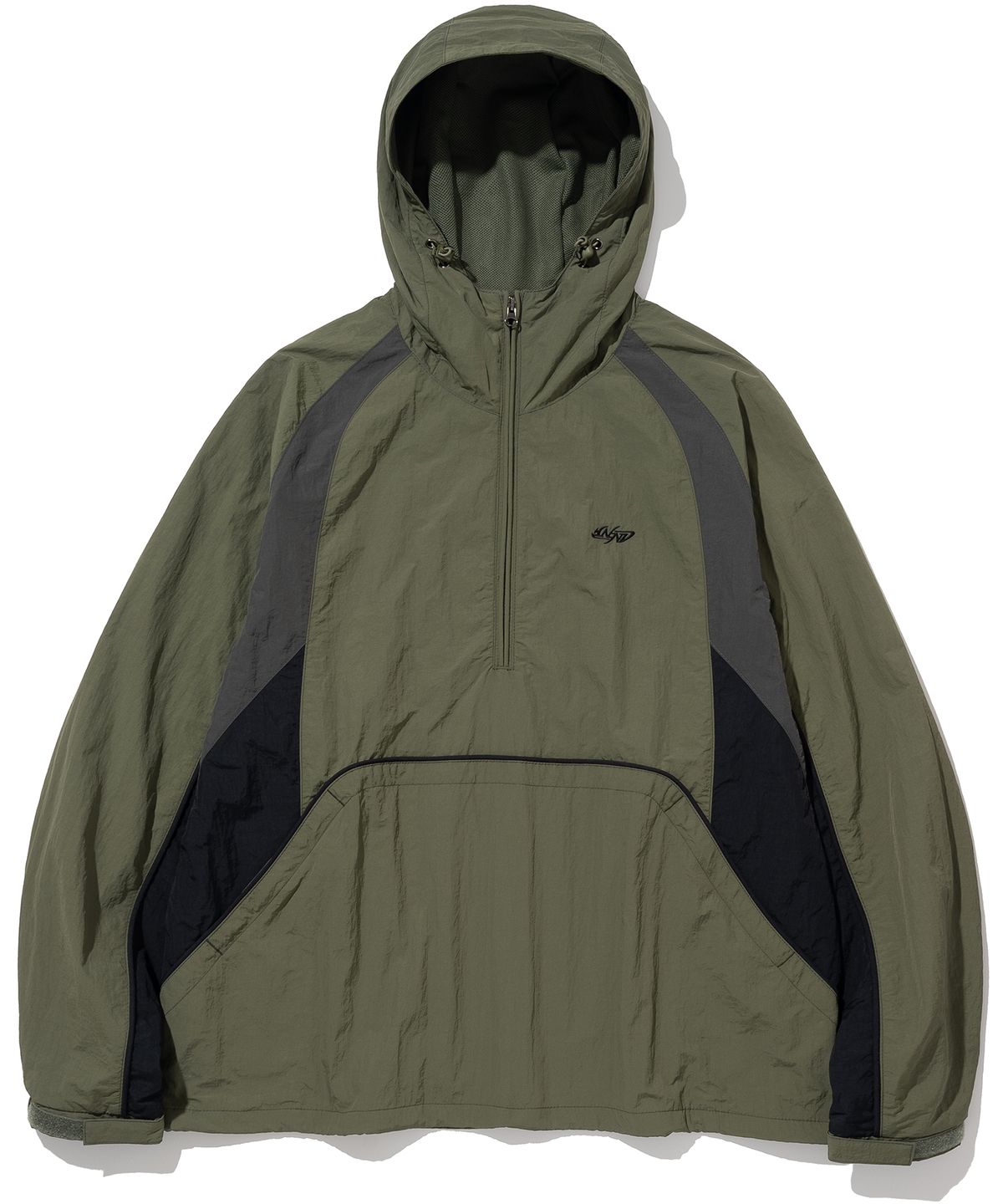 낫포너드(NOT4NERD) Nylon Color Block Anorak Pullover - Khaki