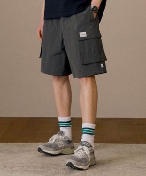 NYLON CARGO BERMUDA PANTS_KHAKI GRAY
