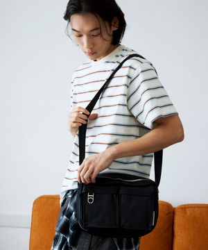 Nylon Two Pocket Messenger Bag (BLACK)