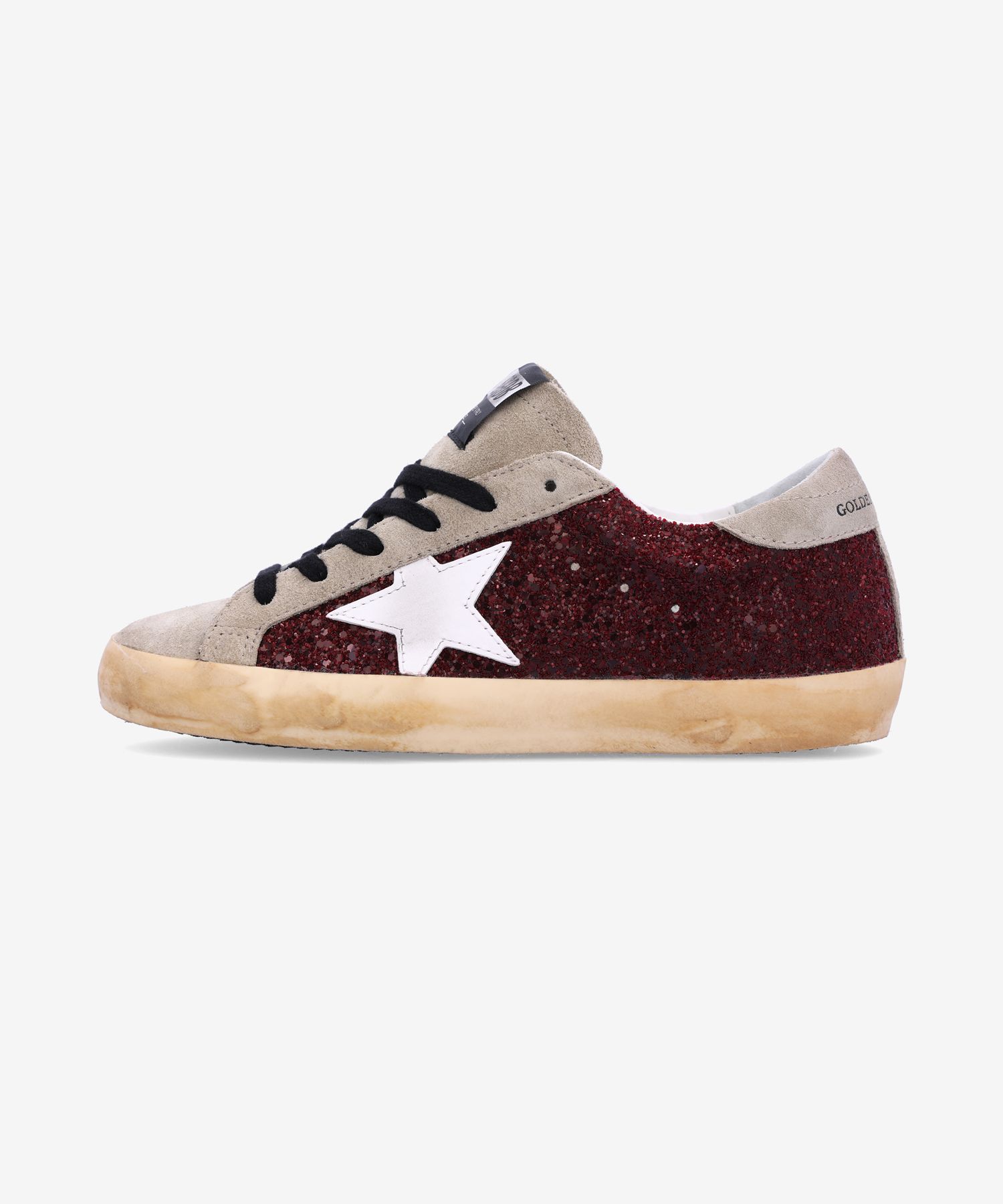 MUSINSA GOLDEN GOOSE Superstar Glitter Upper Sneakers Burgundy