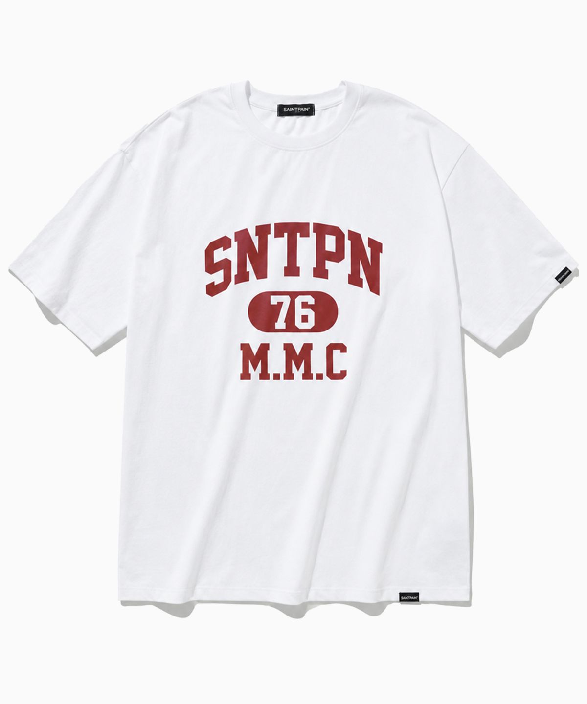 세인트페인(SAINTPAIN) SP SNTPN 로고 티셔츠-화이트 레드