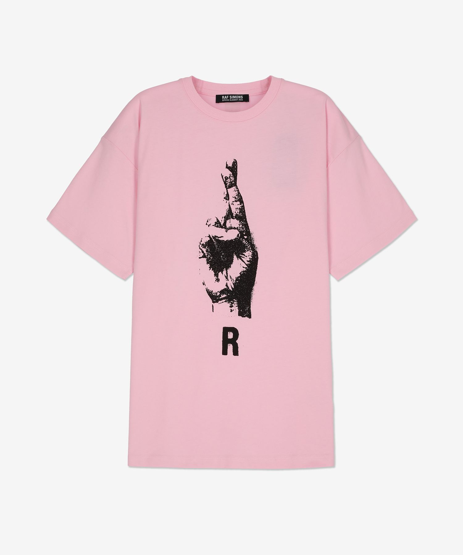 ★RAF SIMONS★ Hand Sign Short Sleeve T-Shirt Light Pink 231 MUSINSA | RAF SIMONS Hand sign short sleeve T-shirt - Light