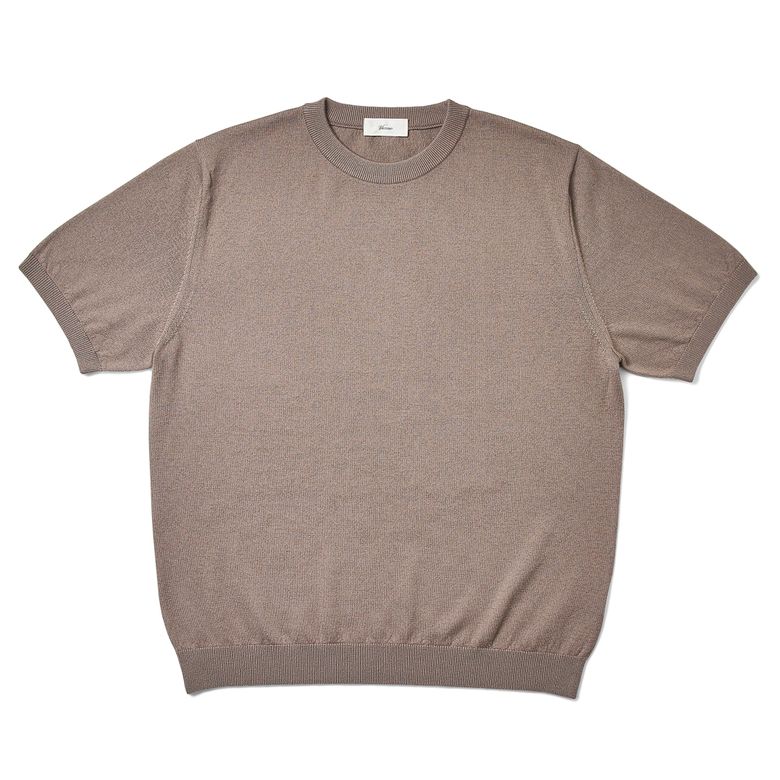 Short Sleeve Basic Round Knit Kharki
