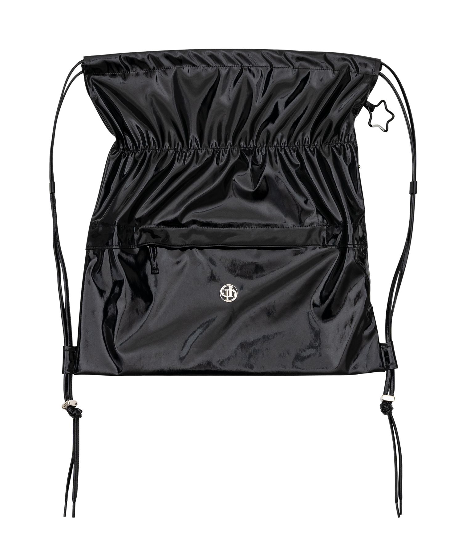 MUSINSA公式 | Don't Ask My Plan glossy string backpack black