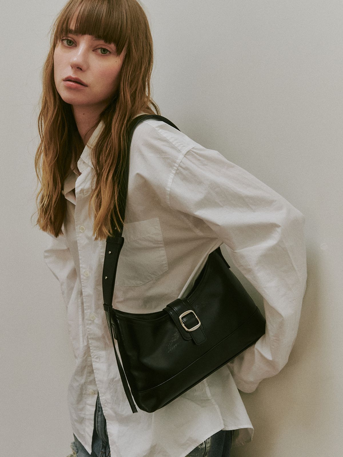 세미코드(SEMICODE) veil middle bag - black