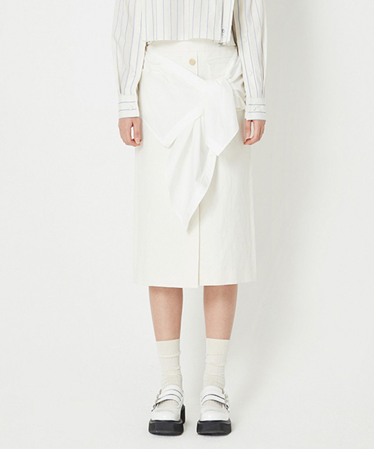 래코드(RECODE) [여성] Tied-up Midi Skirt_R0KAM23108IVX
