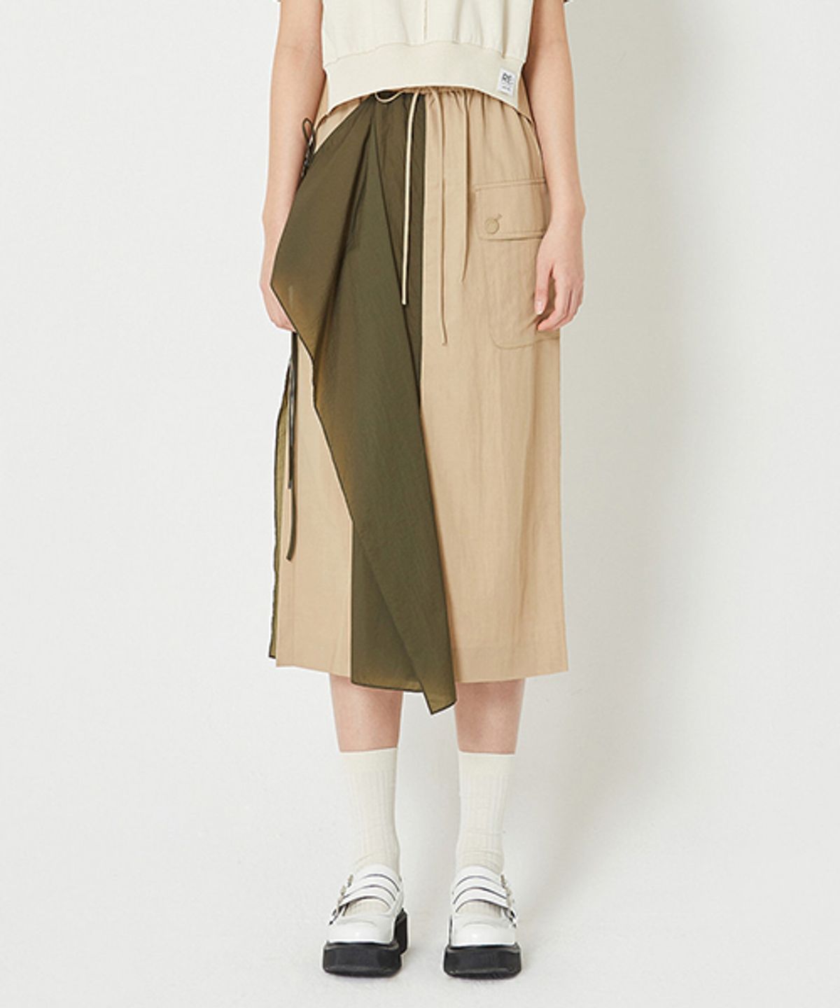 래코드(RECODE) [여성] Recyled Fabric Mix Front Slit Long Skirt_R0KAM23110BEX