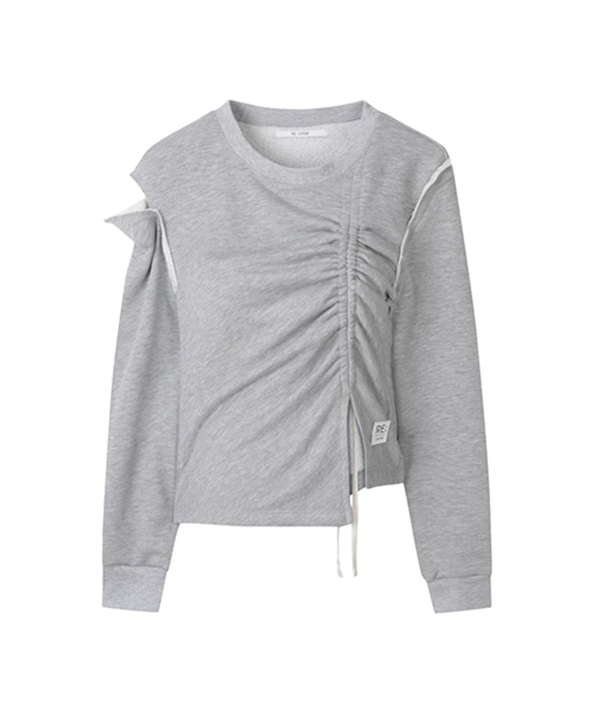 래코드(RECODE) Shirring Slit Shoulder T-shirts_RQTAS23535GYX