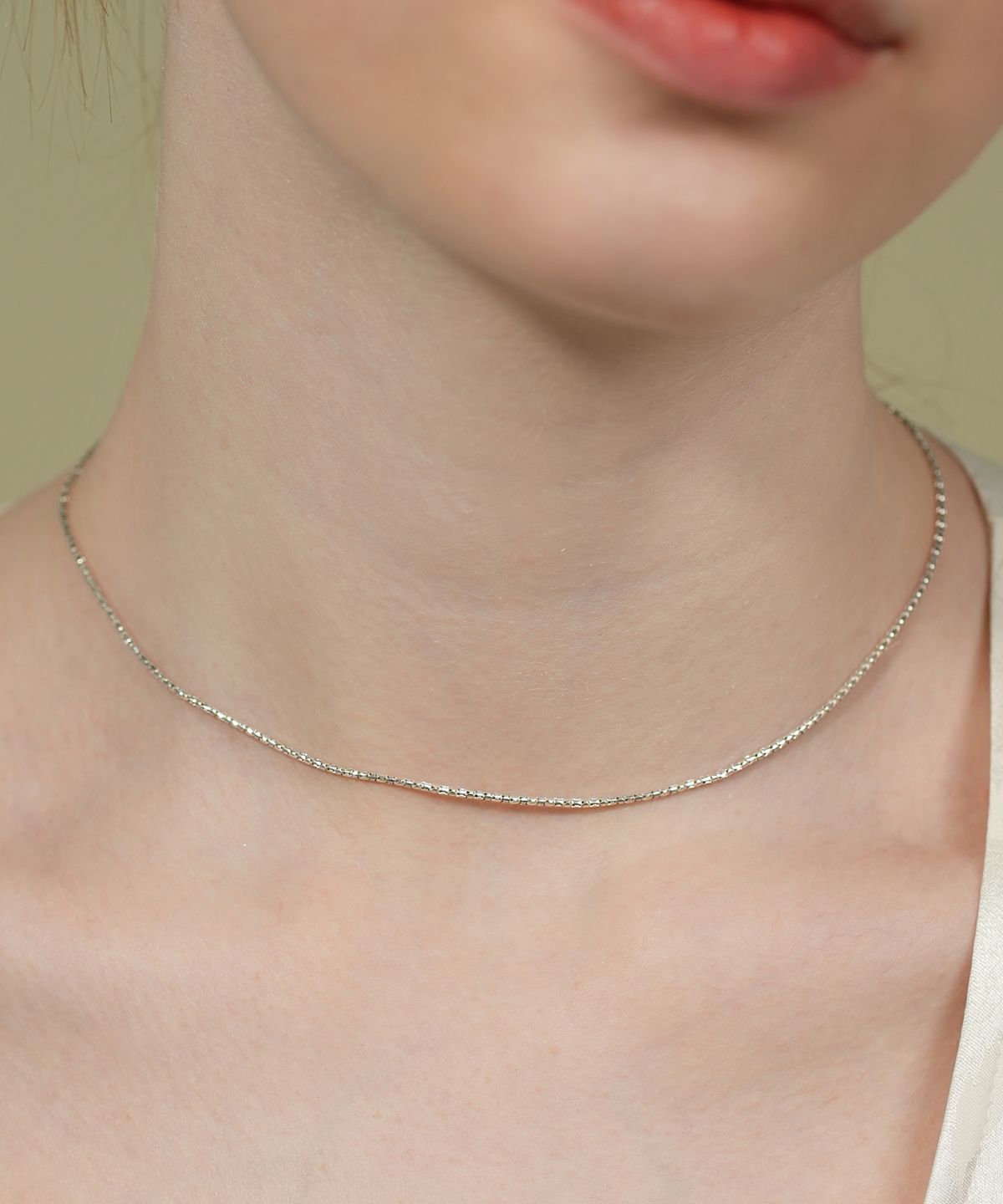 봉보(BONBEAU) Lolli cutting silver chain Necklace 925실버 컷팅 이태리 체인 초커 목걸이