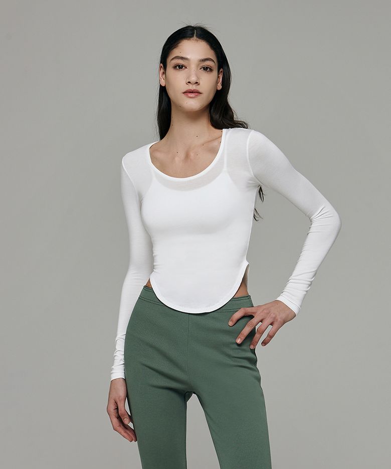 뮤즈 라운딩 티셔츠 DEVI-T0090-화이트