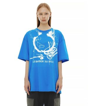 LBDS BACK EYELET OVERSIZE TOP / BLUE