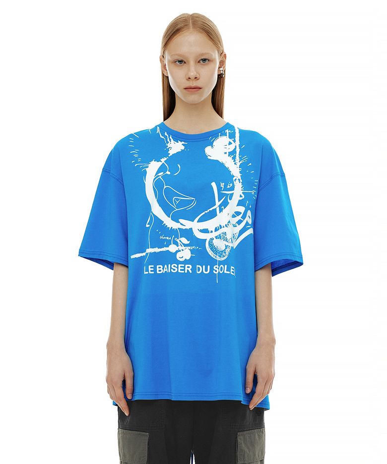 LBDS BACK EYELET OVERSIZE TOP / BLUE
