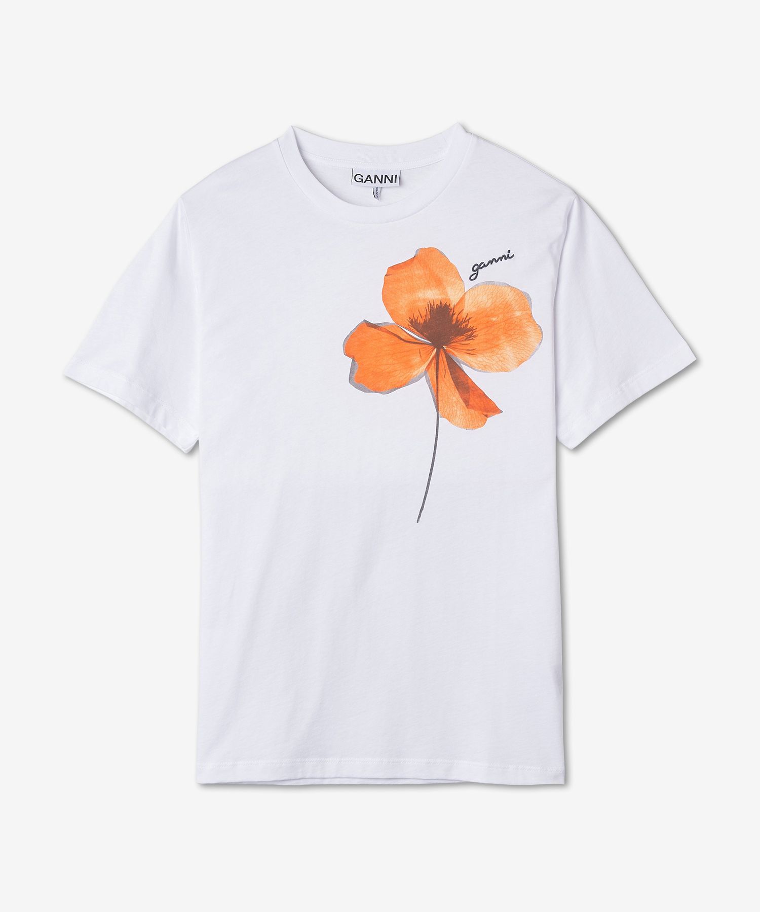 ★Ganni★ Logo Flower Short Sleeve T-Shirt White T3254151 T3 MUSINSA | GANNI Logo Flower Short Sleeve T-shirt - White