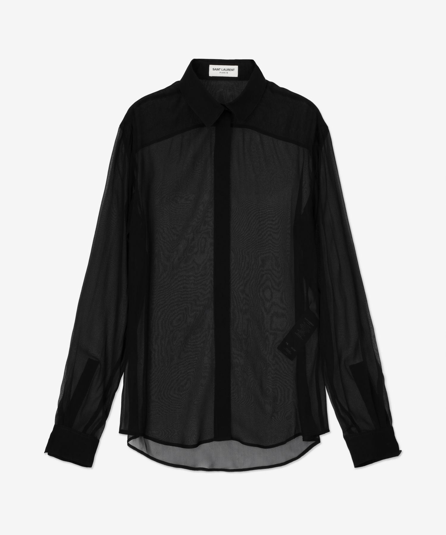 MUSINSA | SAINT LAURENT See-Through Silk Shirt - Black