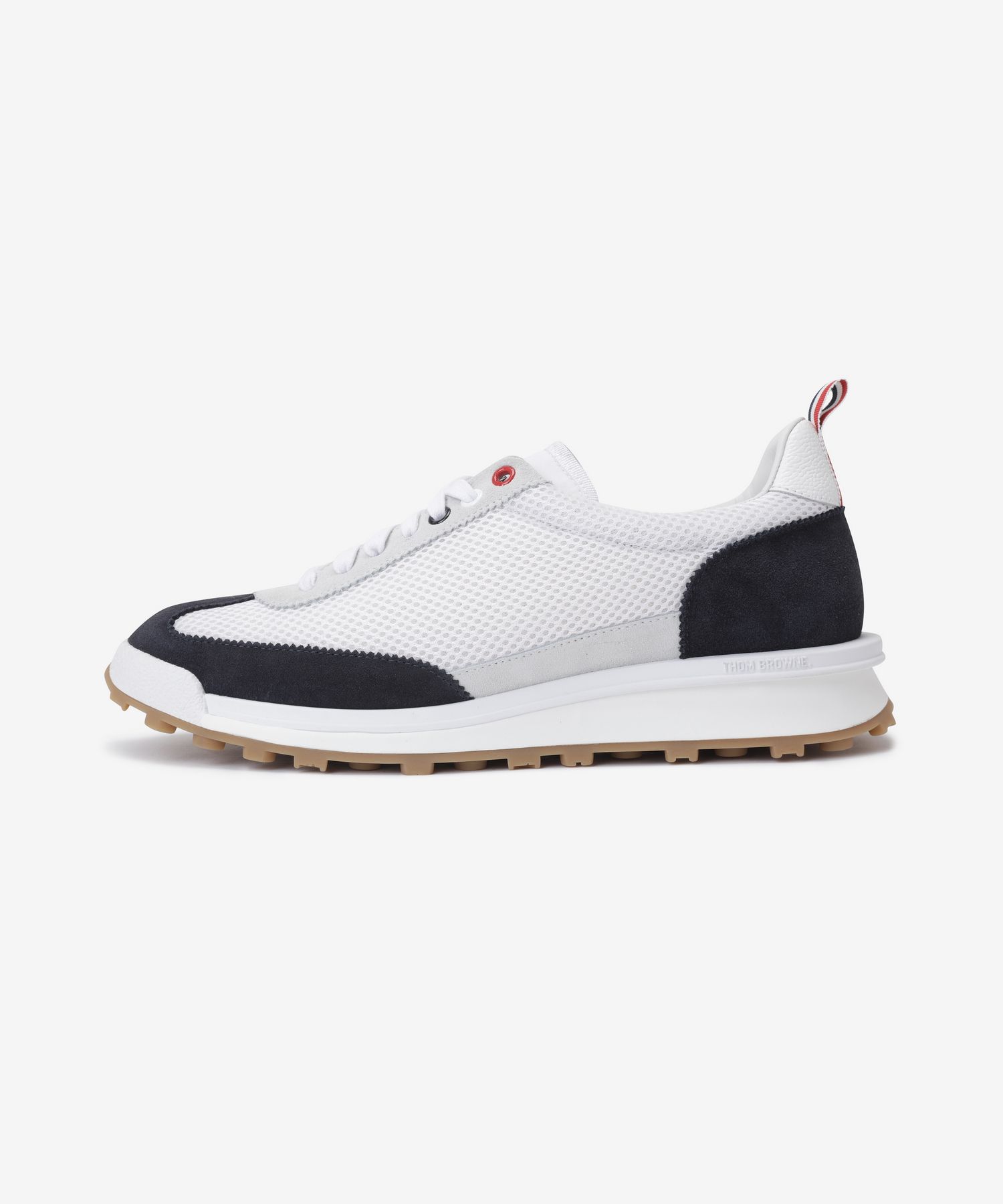 MUSINSA | THOM BROWNE Suede Tech Runner-Sneakers - Navy