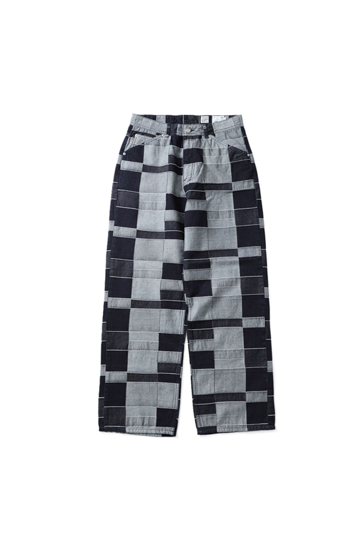 홀리선(HORLISUN) Blueborn Wide Pattern Denim Pants Dark Navy