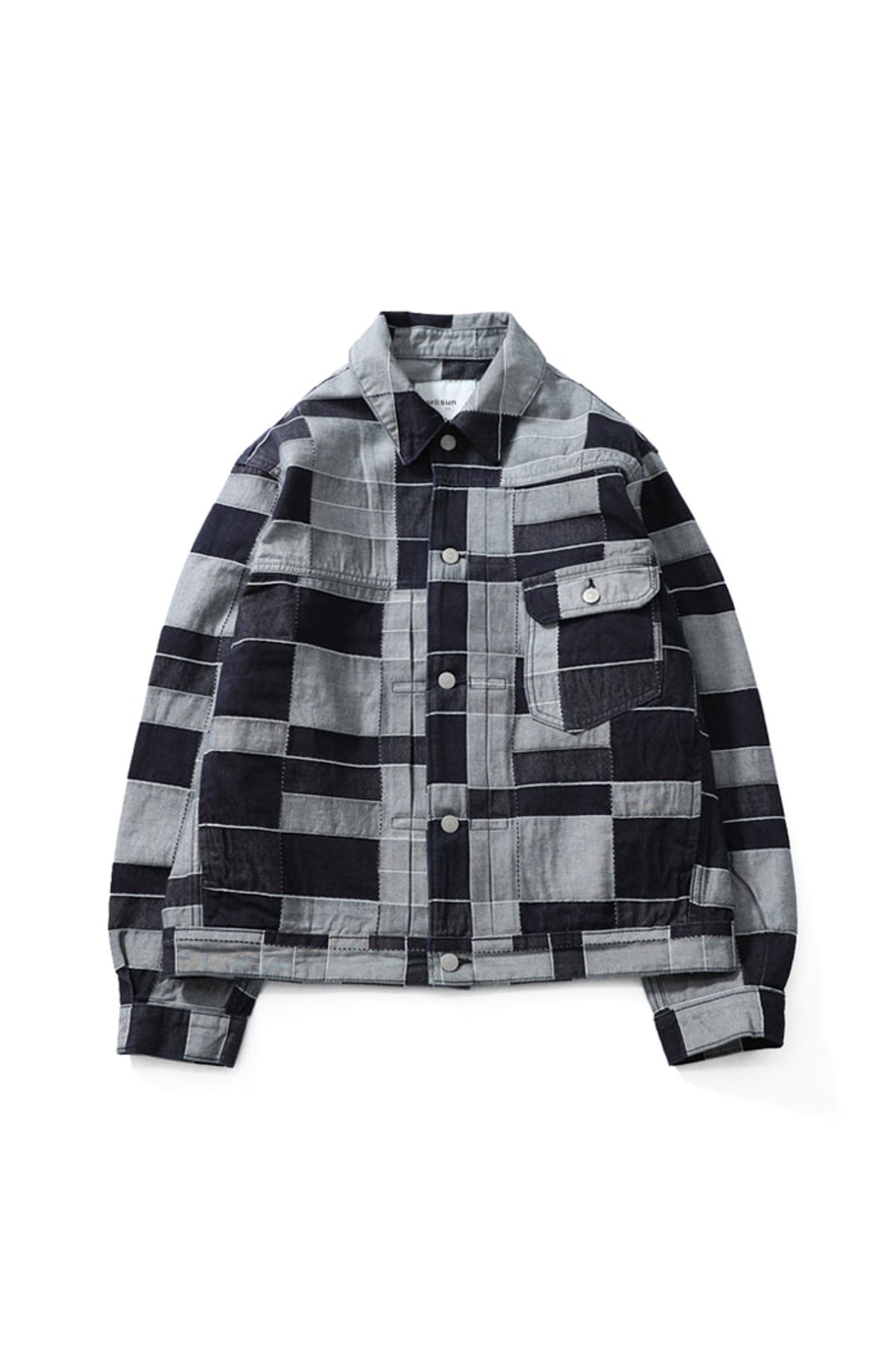 홀리선(HORLISUN) Liverty Pattern Denim Jacket Dark Navy