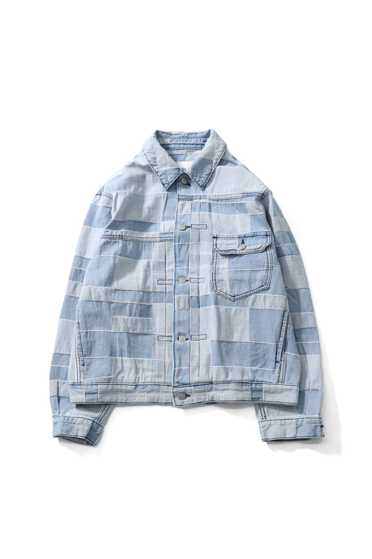 홀리선(HORLISUN) Liverty Pattern Denim Jacket Light Blue