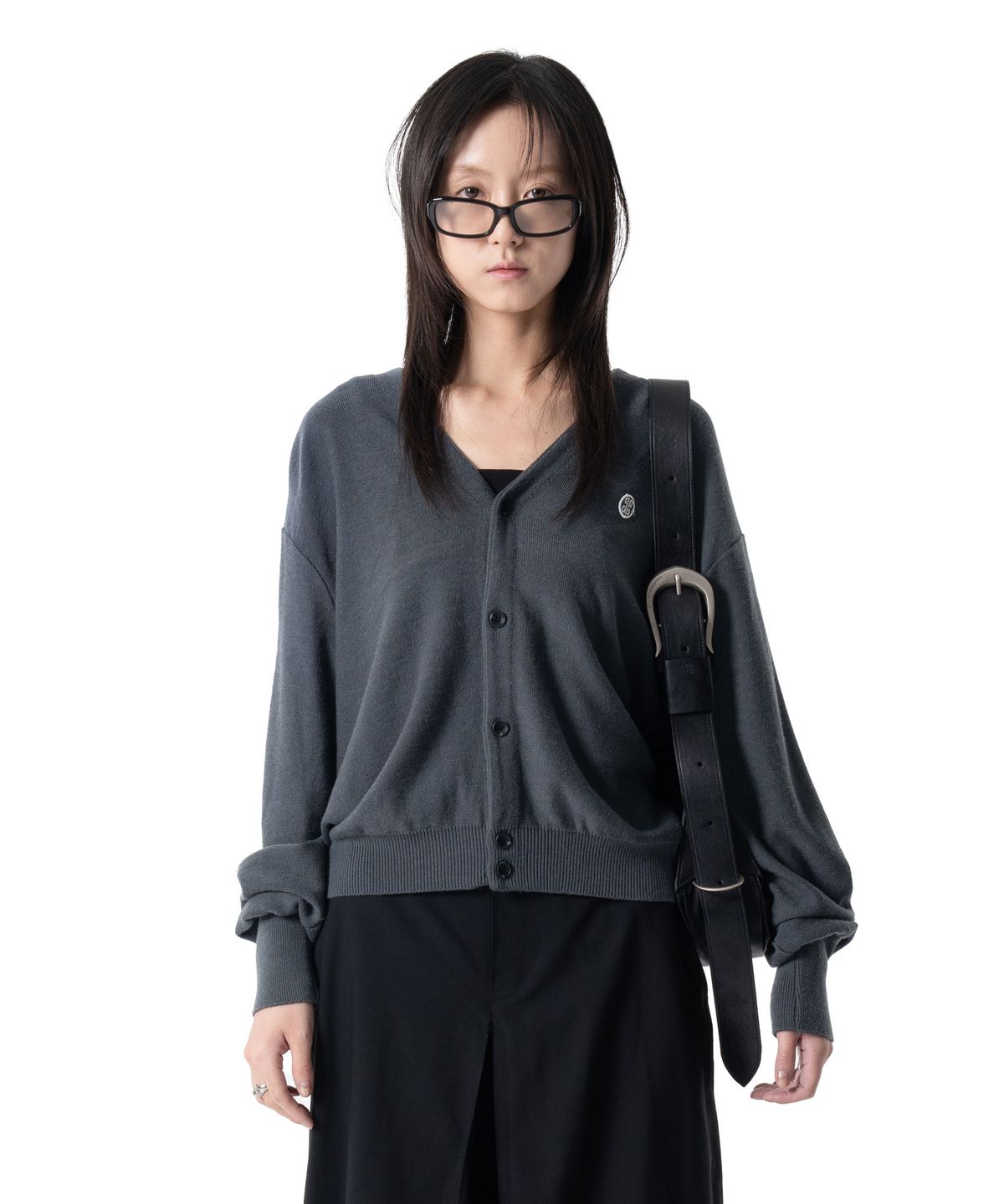 이우가마카라스(IUGAMAKARAS) Short Wappen Cardigan (Deep Green)