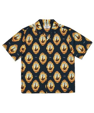 Skyscraper Badge Pattern Shirt Black