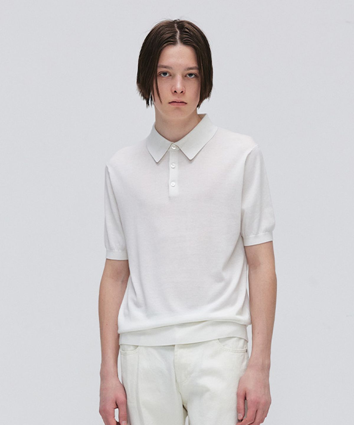 이지오(EZIO) Soft Collar Half Knit_Ivory