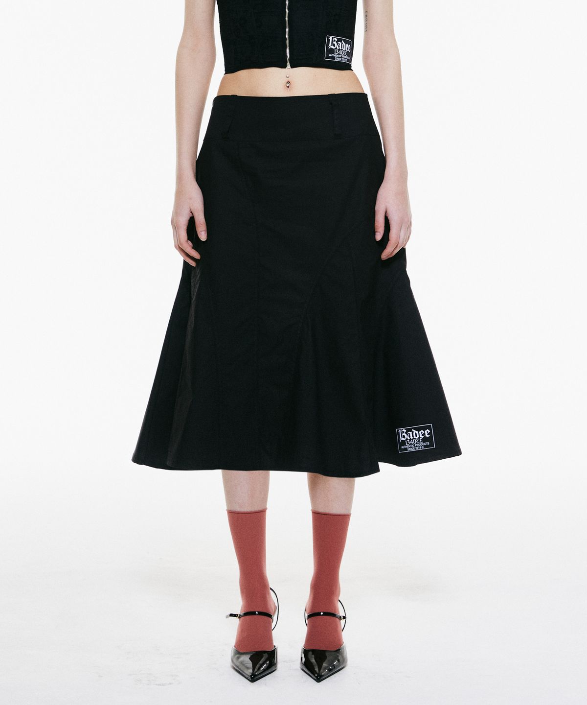 배디(BADEE) Lowrise Midi Skirt Black
