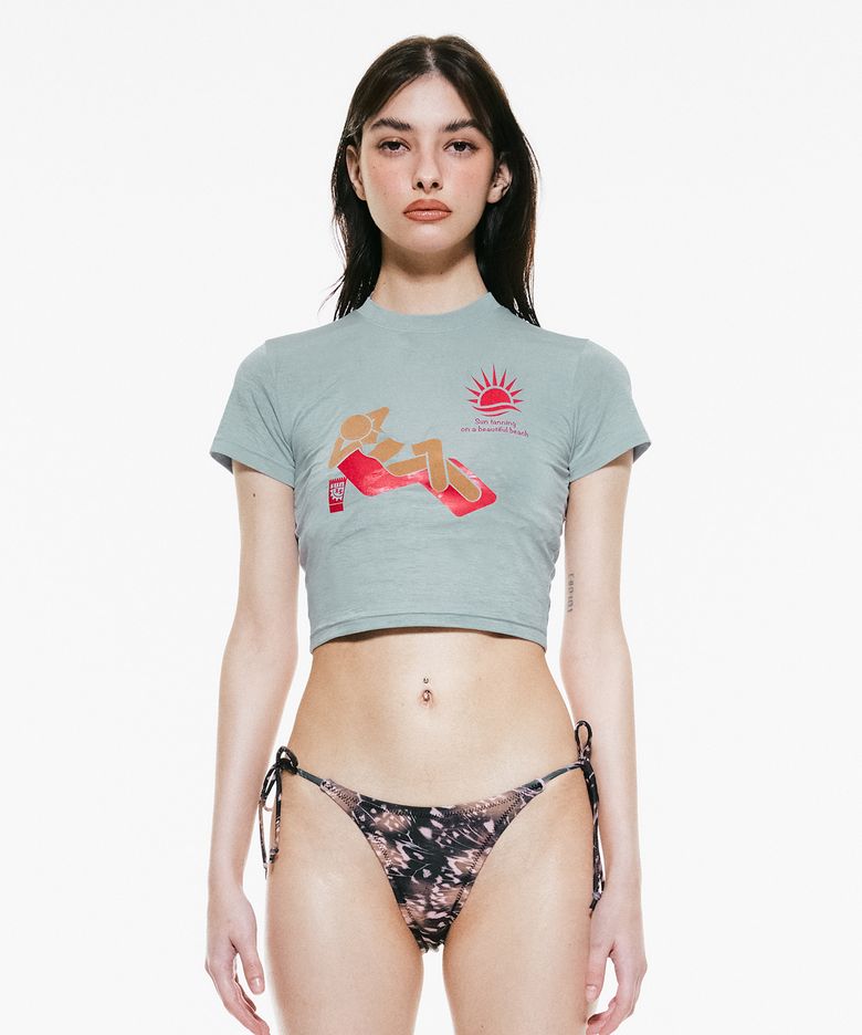 Tan Baby Tee Sky Blue