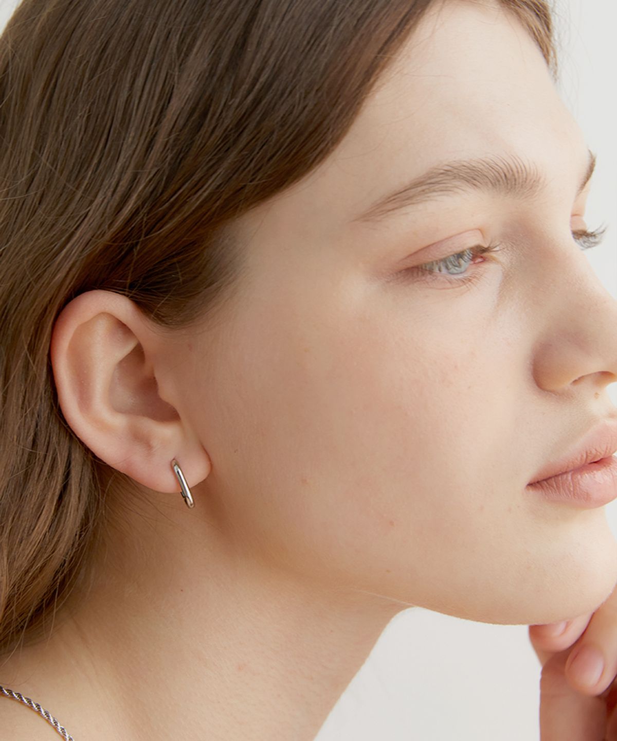 할렌(HALDEN) one touch oval ring earrings (E004_silver small)