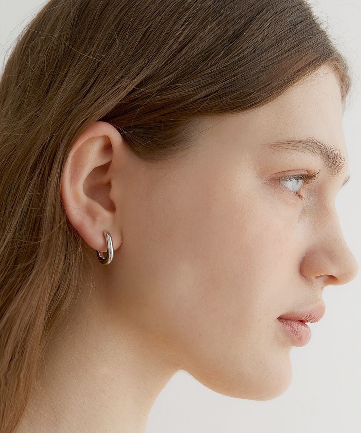 할렌(HALDEN) one touch oval ring earrings (E004_silver medium)