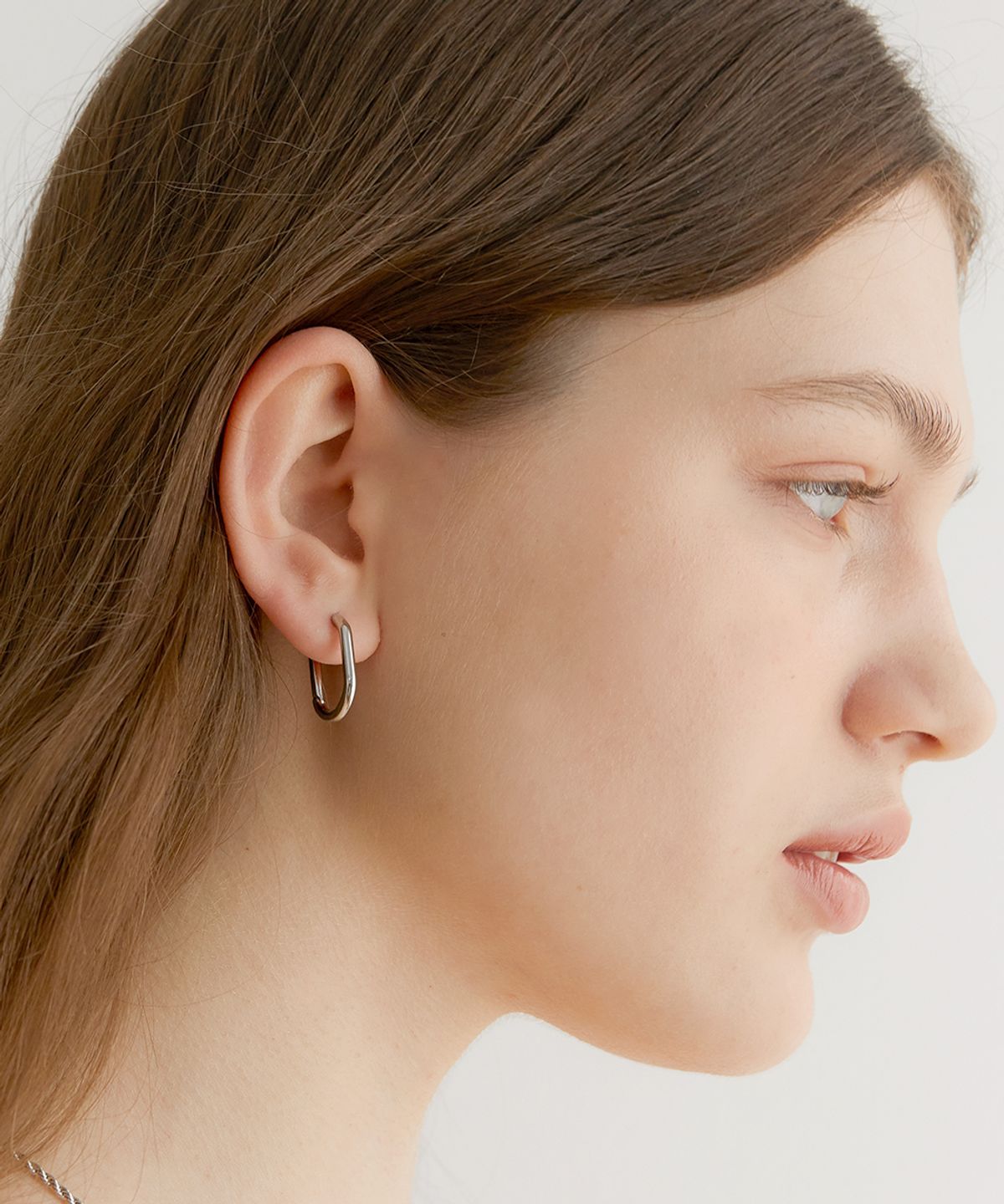 할렌(HALDEN) one touch oval ring earrings (E004_silver large)