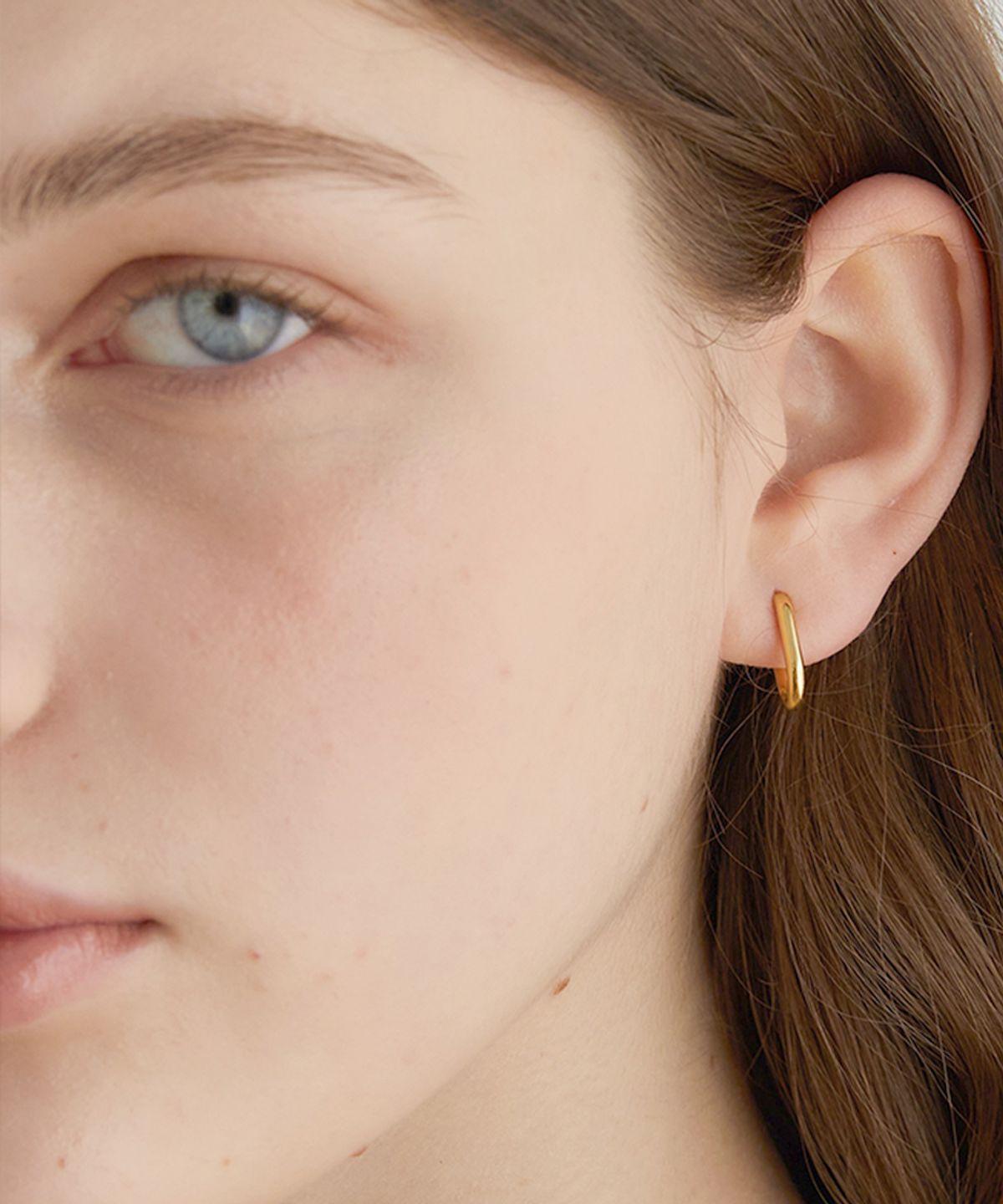 할렌(HALDEN) one touch oval ring earrings (E004_gold small)