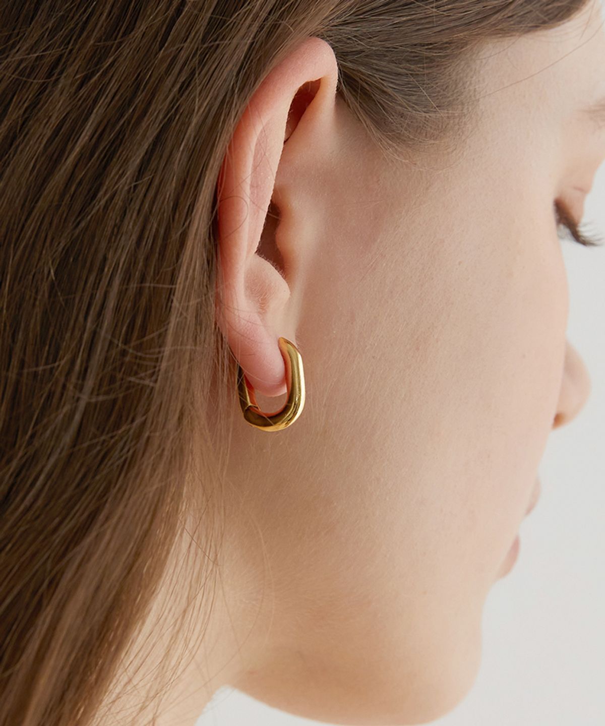 할렌(HALDEN) one touch oval ring earrings (E004_gold medium)