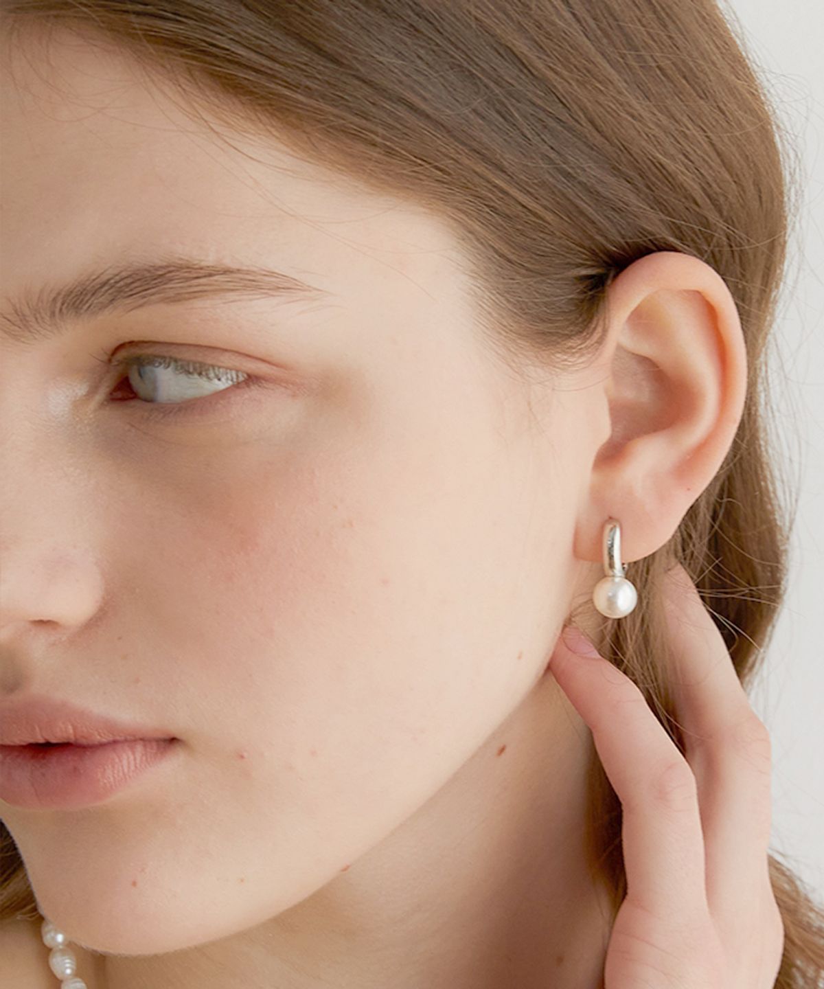 할렌(HALDEN) round ring drop pearl earrings (E008_silver)