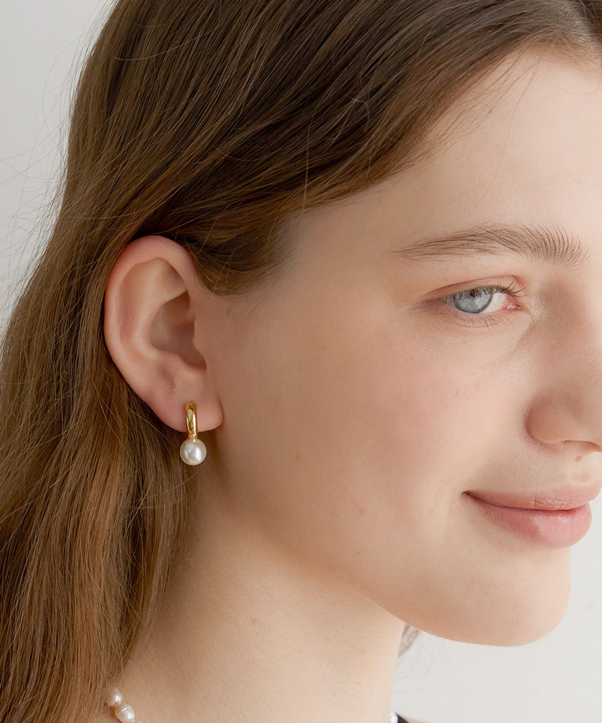 할렌(HALDEN) round ring drop pearl earrings (E008_gold)