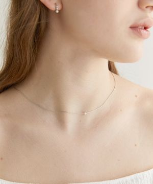 one pearl thin necklace (N003_silver)